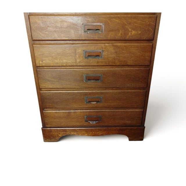 Mid-Century Modern Mid-Century Danish Oak Archive Cabinet with Pull-Out Shelf, 1920s For Sale - Image 3 of 11