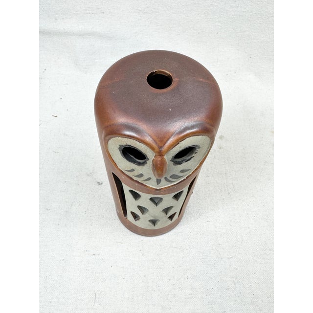 Mid 20th Century Vintage MCM Ceramic Owl Candle Lantern For Sale - Image 5 of 9