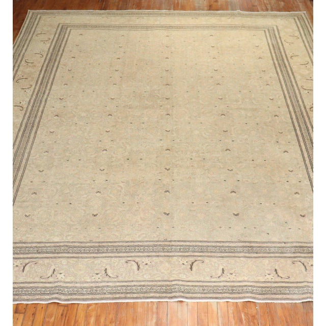 Zabihi Collection Light Green Elegant Antique Persian Tabriz Rug For Sale - Image 14 of 18