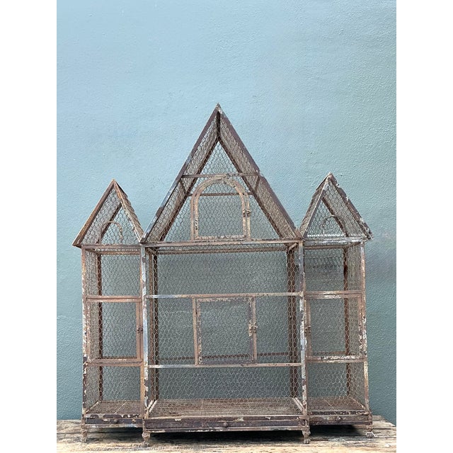 Rustic Vintage Monumental Architectural Wire Birdhouse For Sale - Image 3 of 12