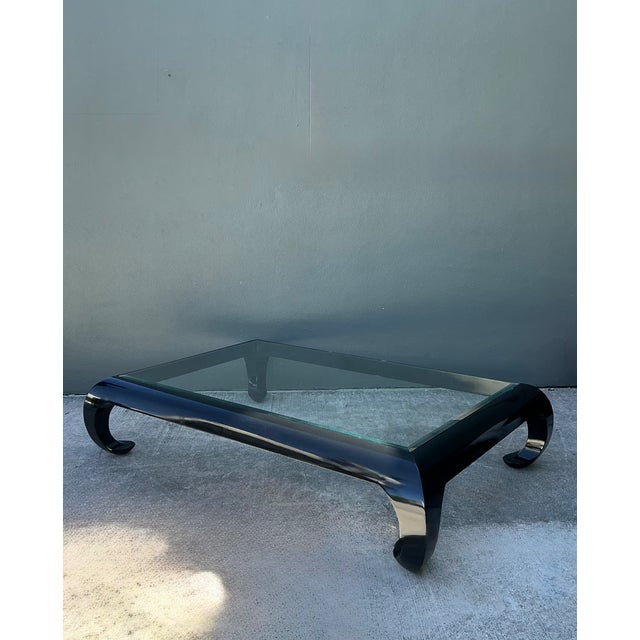 Vintage Lacquer and Glass Coffee Table For Sale - Image 11 of 12