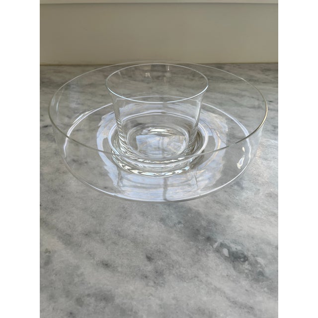 Contemporary Late 20th Century Minimalist Glass Chip and Dip For Sale - Image 3 of 8
