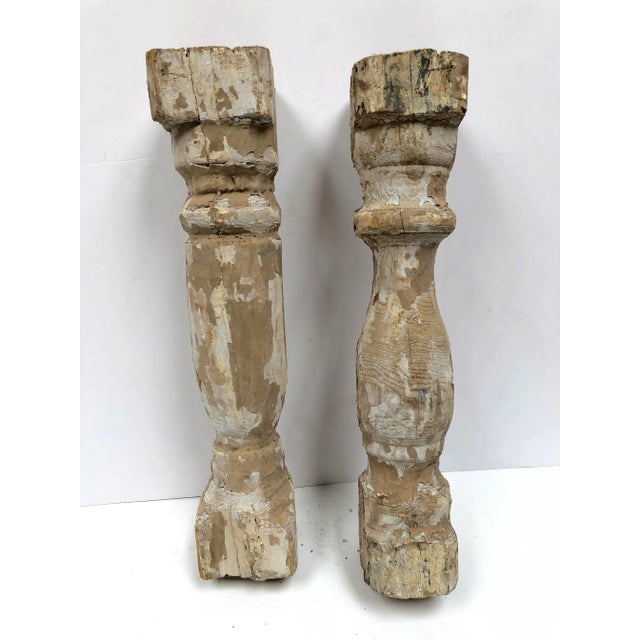 Wood 1920s French Wood Chippy Paint Balusters - a Pair For Sale - Image 7 of 10