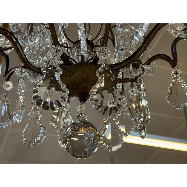 8-Light Bronze Chandeliers with Baccarat Crystal Drops, 1950s, Set of 2 For Sale - Image 13 of 18
