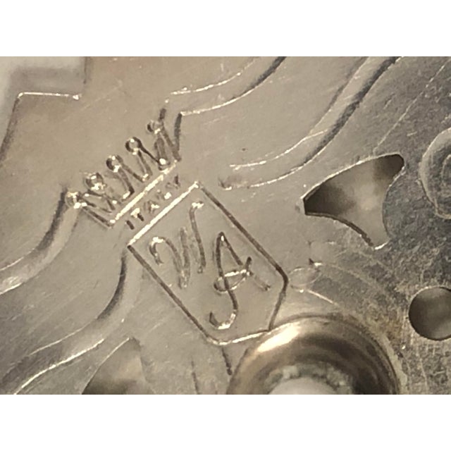 1960s 1960s Italian Pierced Silverplate Trivet “R” Monogram For Sale - Image 5 of 8