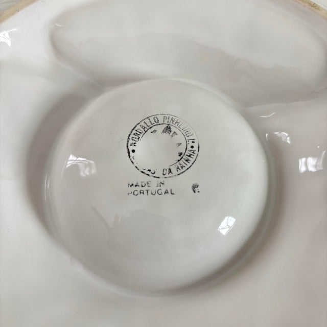 Vintage Bordallo Pinheiro White Ceramic Artichoke 11" Plate Platter For Sale In Chicago - Image 6 of 6