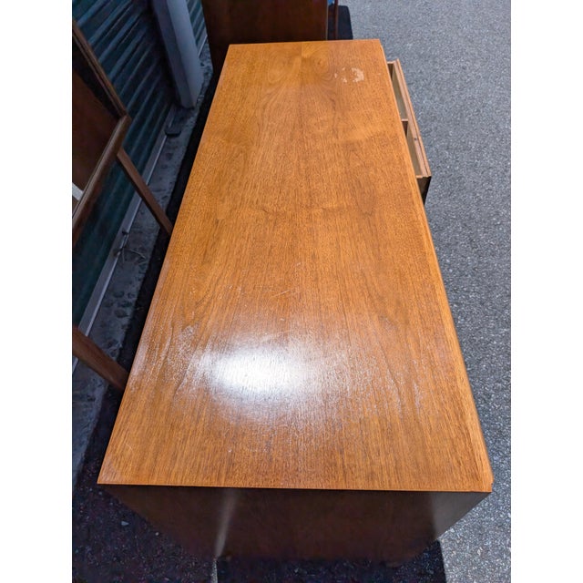 Drexel Cascade Mid Century Modern Walnut Finish 6 Drawer Dresser W/ Original Mirror For Sale - Image 12 of 18