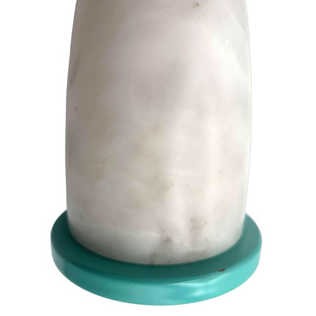 Stone Mid 20th Century Multicolored Alabaster Candlestick Holder W/ Red and Teal Accent For Sale - Image 7 of 8