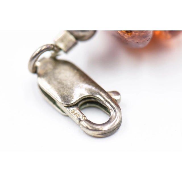 Amber Amber and Green Stone Bead Necklace with Sterling Silver For Sale - Image 8 of 10