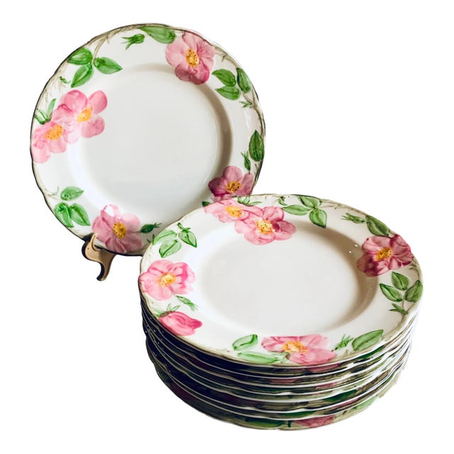 1970s Franciscan China Desert Rose Pattern Plates - Set of 9 For Sale