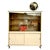 Here is a stylish mid-century modern display cabinet featuring a cream faux bois laminate accented by delicate woodgrain...