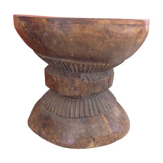 Drum Teak Side Table For Sale