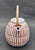 Offered is a red clay striped glazed porcelain tea pot with a wicker handle created by Edith Nielsen in Denmark in the...