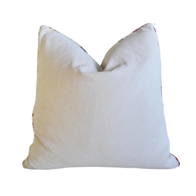 Designer Botanical Floral Cotton Feather/Down Pillow 26" Square For Sale - Image 4 of 5