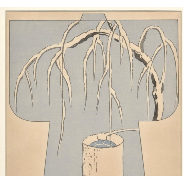 Japanese Matted 1927 Asian Japanese Kimono Fashion Design Woodblock For Sale - Image 3 of 5