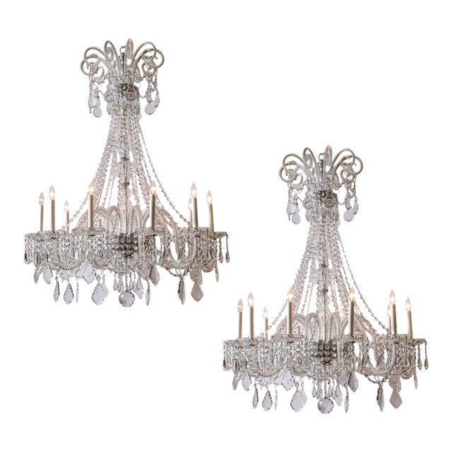 European Crystal Chandeliers- a Pair For Sale