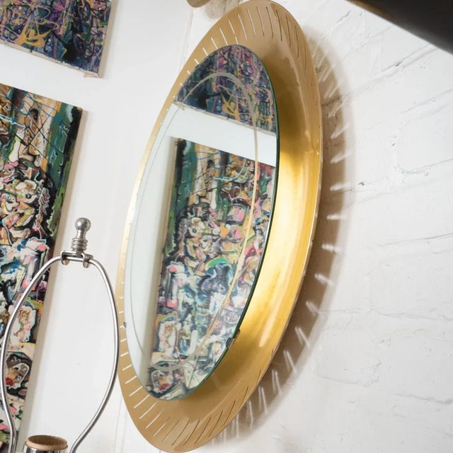 Hillebrand Vintage Perforated Brass Backlit Mirror by Hillebrand For Sale - Image 4 of 8