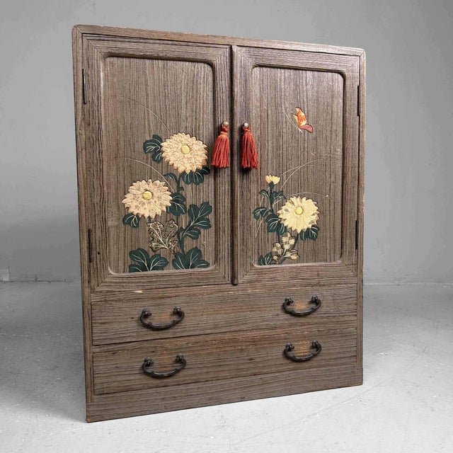 Vintage Tansu Storage Cabinet with Floral Decor, 1960s For Sale - Image 14 of 18