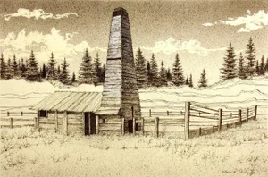 William Marlow "Early Wells I" Original Oil Drilling Industry Ink Drawing Art