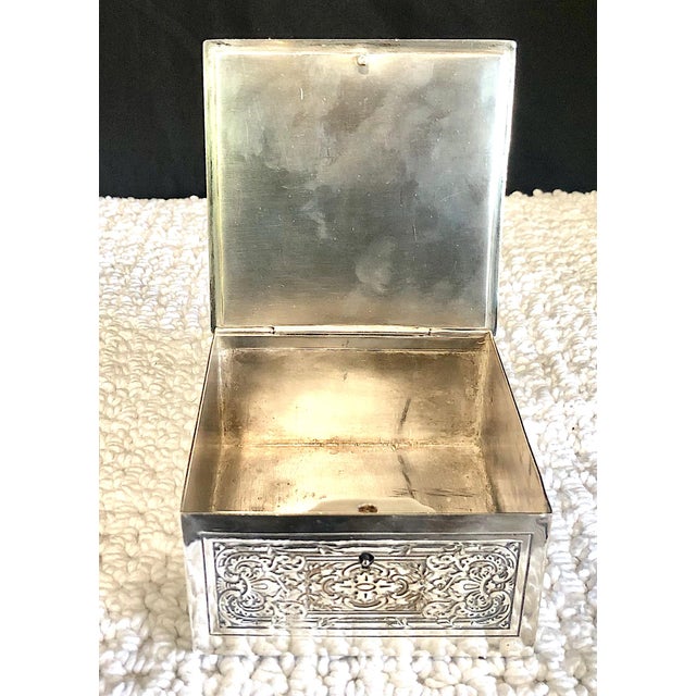 Silver Antique French Silver-Plated Jewelry or Trinket Box For Sale - Image 8 of 10