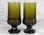 Vintage Gothic Brutalist Olive Green Glass Goblet Drinking Glasses - A Pair For Sale - Image 4 of 7