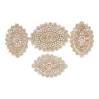 Vintage Handmade Oval Tatting Lace Doilies S/4 For Sale