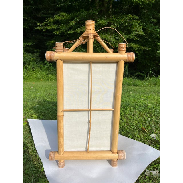 Late 20th Century Large Bamboo and Fabric Lantern For Sale - Image 5 of 9