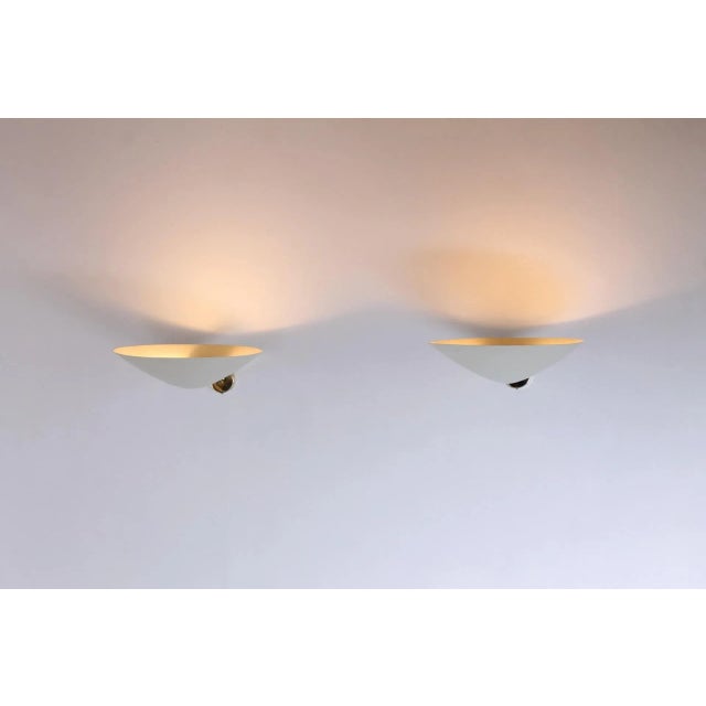 Brass & White 131 Sconces by Giuseppe Ostuni for Oluce, 1950s, Set of 2 For Sale - Image 16 of 18