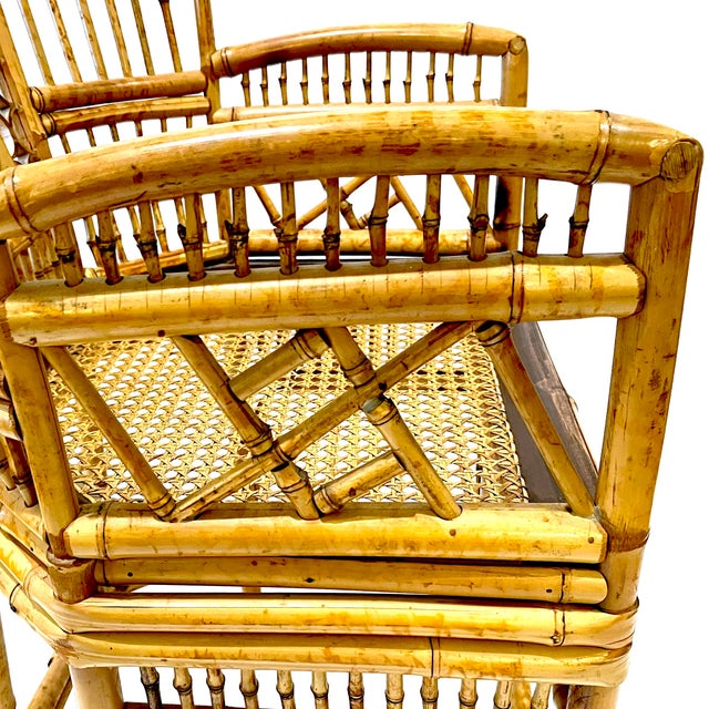 Thomasville 1970's Brighton Pavillion Chinoiserie Tiger Bamboo Rattan Cane Armchair by Thomasville For Sale - Image 4 of 10