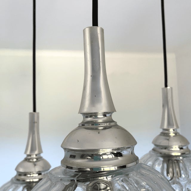 Mid-Century Space Age German Cascading Glass Three Lights Chandelier by Hustadt-Leuchten, 1960s For Sale - Image 11 of 17