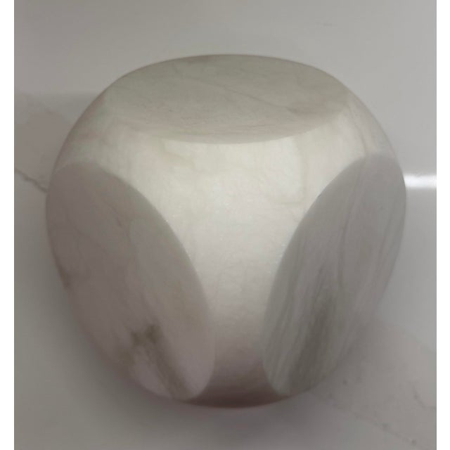 Alabaster Global Views Square Alabaster Object Sculpture / Paperweight - White For Sale - Image 8 of 10