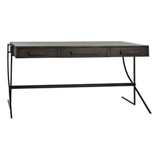 Frank Desk, Ebony Walnut with Iron For Sale