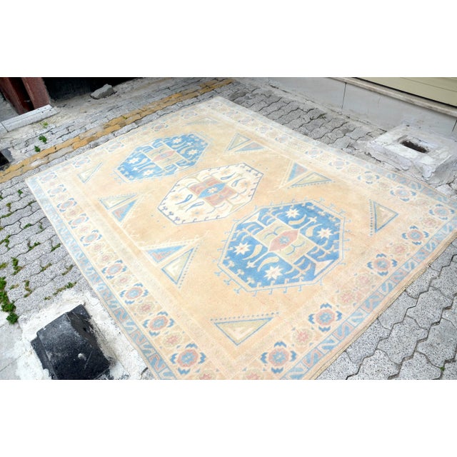 1960s Vintage Oushak Floor Wool Rug For Sale - Image 10 of 11