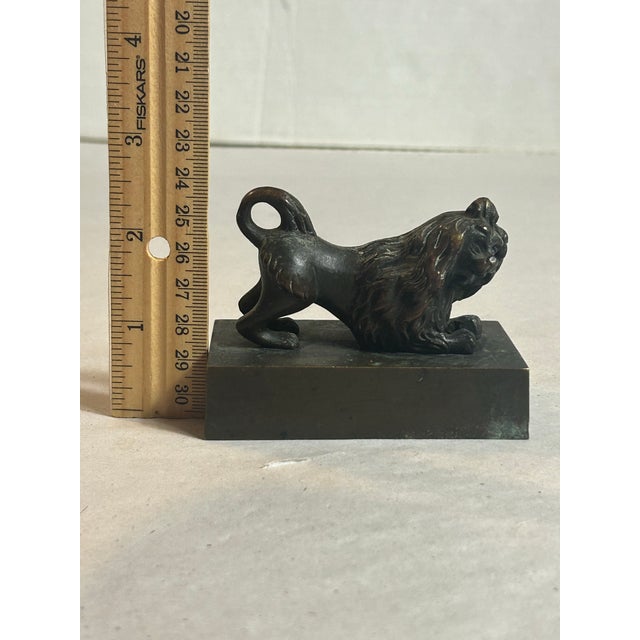 Antique 19th Century French Inkwell Top Lid Lion Dog Bronze Figurine For Sale - Image 10 of 12