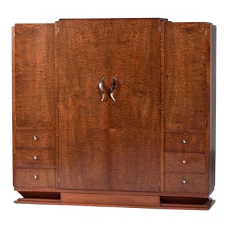 Early 20th Century Art Deco Burlwood Armoire / Wardrobe For Sale