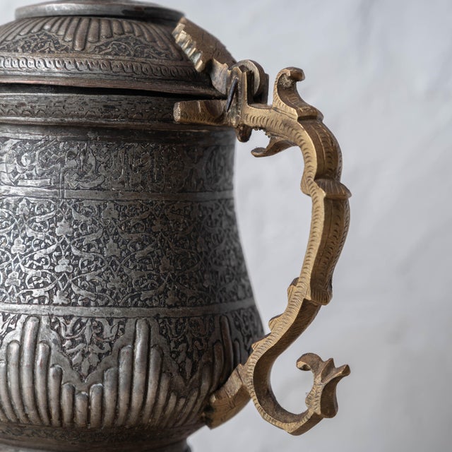 Islamic Islamic Tinned-Copper Coffee Pot With Brass Handle, c.1880 For Sale - Image 3 of 15