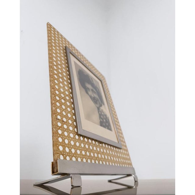 Large Picture Frame in Acrylic Glass, Cane Webbing and Brass in the style of Christian Dior, 1970s For Sale - Image 14 of 17