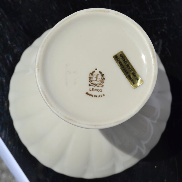 Vintage Lenox Charleston Compote Pedestal Dish Sunflower Shaped Fine Bone Ceramic For Sale - Image 12 of 14