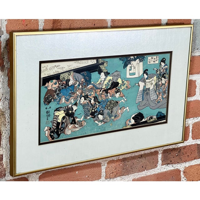 Mid 20th Century Vintage Framed Utagawa Kuniyoshi Japanese Print For Sale - Image 5 of 7