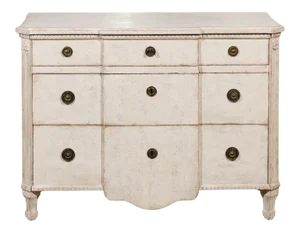 19th Century Swedish Painted Breakfront Three-Drawer Commode