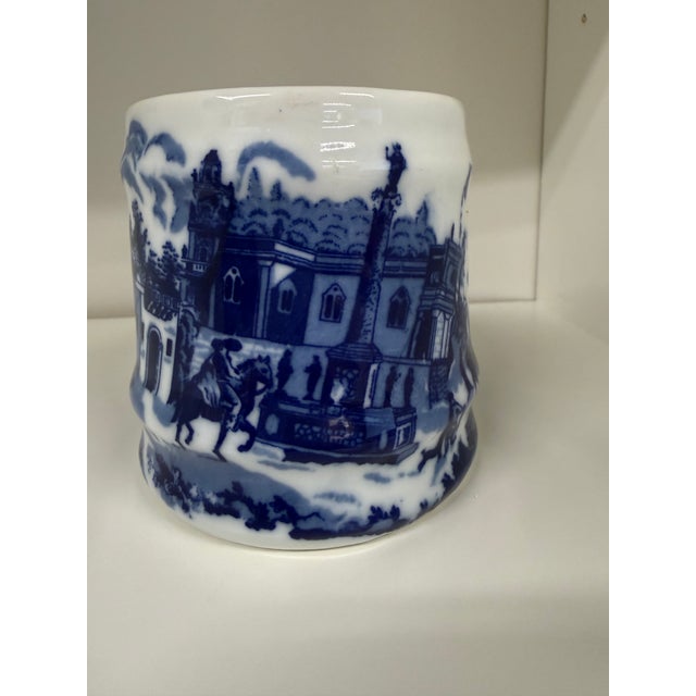 Farmhouse Vintage Blue & White Transferware Mug For Sale - Image 3 of 6