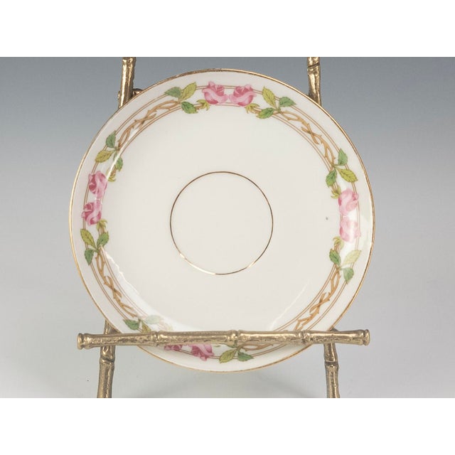 w.m. Guerin Limoges “Rose & Stem” 4-Piece Place Setting, Hand-Gilded French Porcelain Circa 1900–1930 For Sale In San Francisco - Image 6 of 18