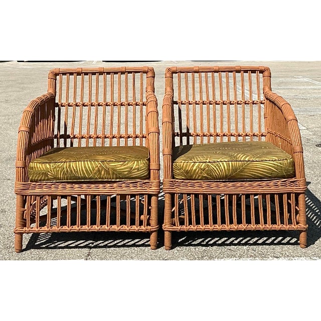 Vintage Stick Rattan Lounge Chairs - A Pair For Sale - Image 9 of 12