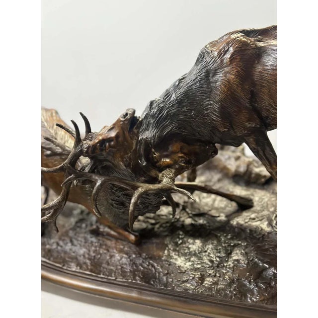 Late 19th Century Sculpture of Two Fighting Elks by p.j. Mêne For Sale - Image 4 of 6