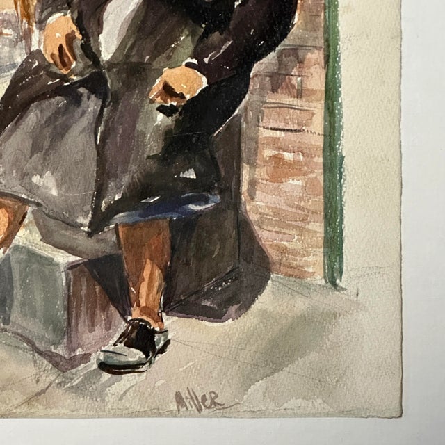 Vintage Expressionist Portrait of Old Woman Sitting on South Philly ...
