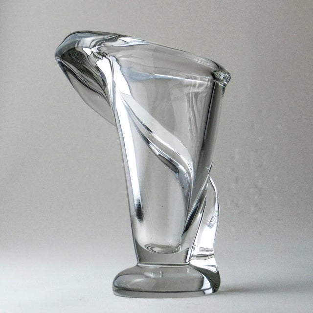 Offered is an artistically shaped glass object - a mouth-blown decorative vase from France. The shape is very dynamic and...