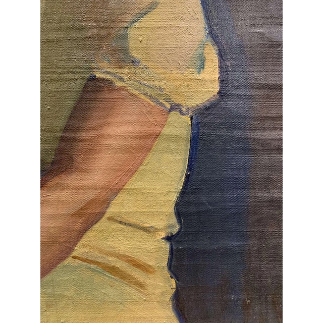 Finnish Artist, Young Woman in a Yellow Dress, 1930s, Oil on Canvas, Framed For Sale - Image 11 of 13