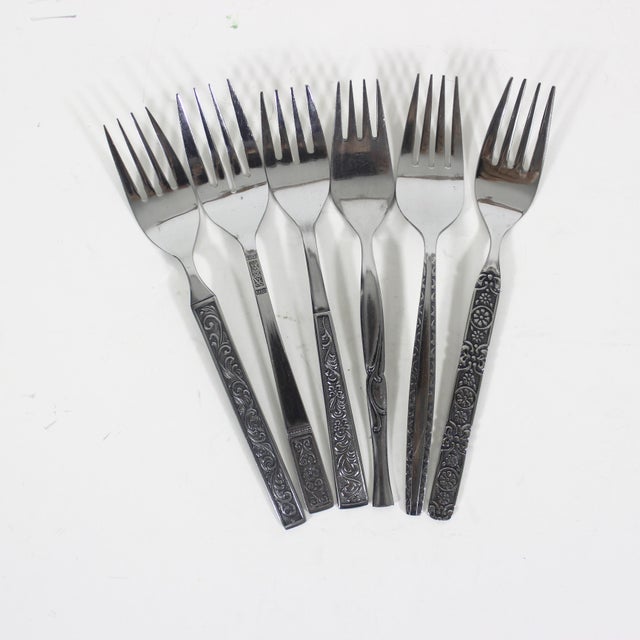 You will get the exact forks pictured. Curated vintage mismatched set of six mid century modern stainless steel salad or...