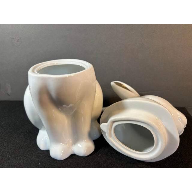 Modern White Rabbit With Gold Ears Cookie Jar For Sale In Philadelphia - Image 6 of 10