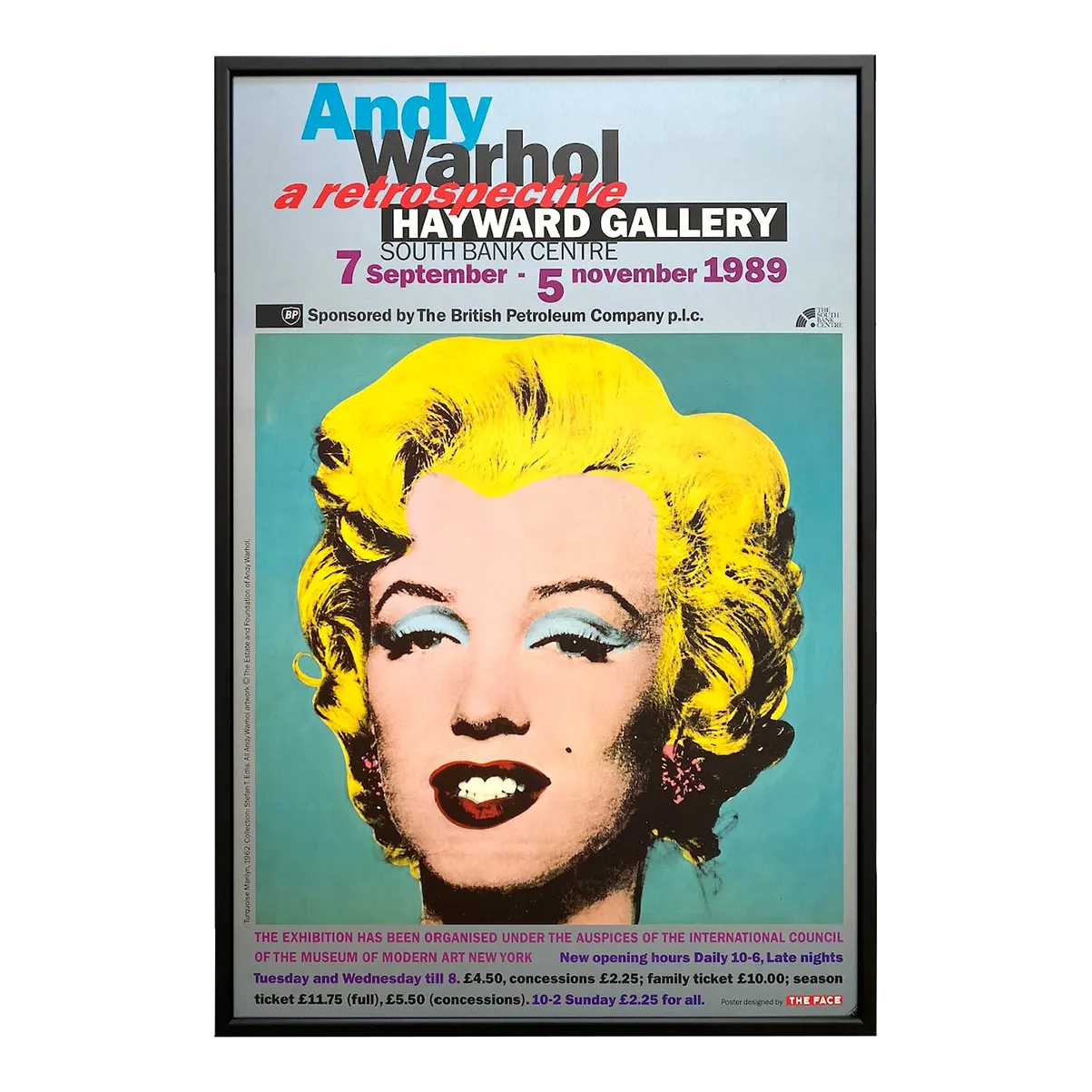 Andy Warhol Estate Vintage 1989 Lithograph Print Framed Pop Art